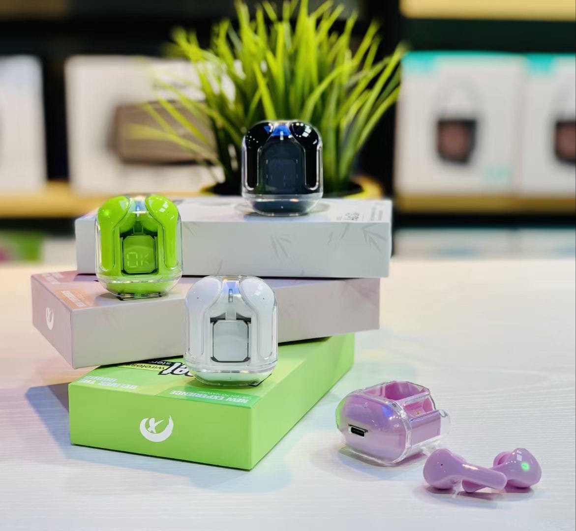 Air 31 TWS Transparent Earbuds | White, Black, Green, Blue,Pink